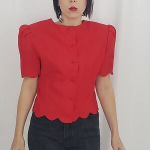 80s Red Saks‎ Fifth Avenue Blouse